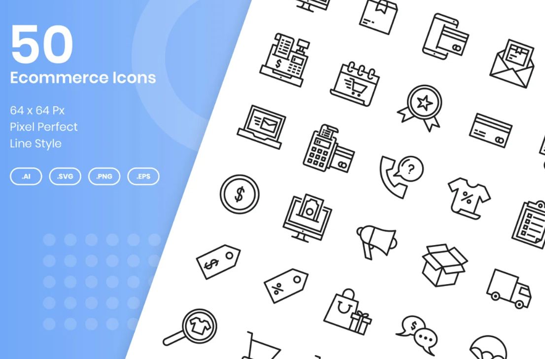 50 Unique E Commerce Icons Set