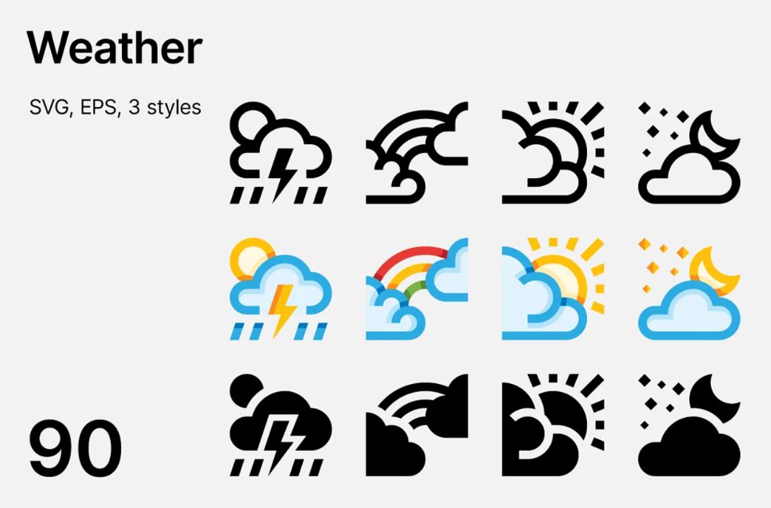 90 Unique Climate Icons Set