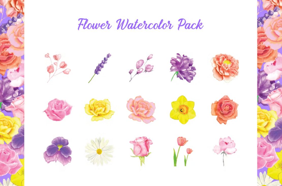 Creative Watercolor Flowers Pack