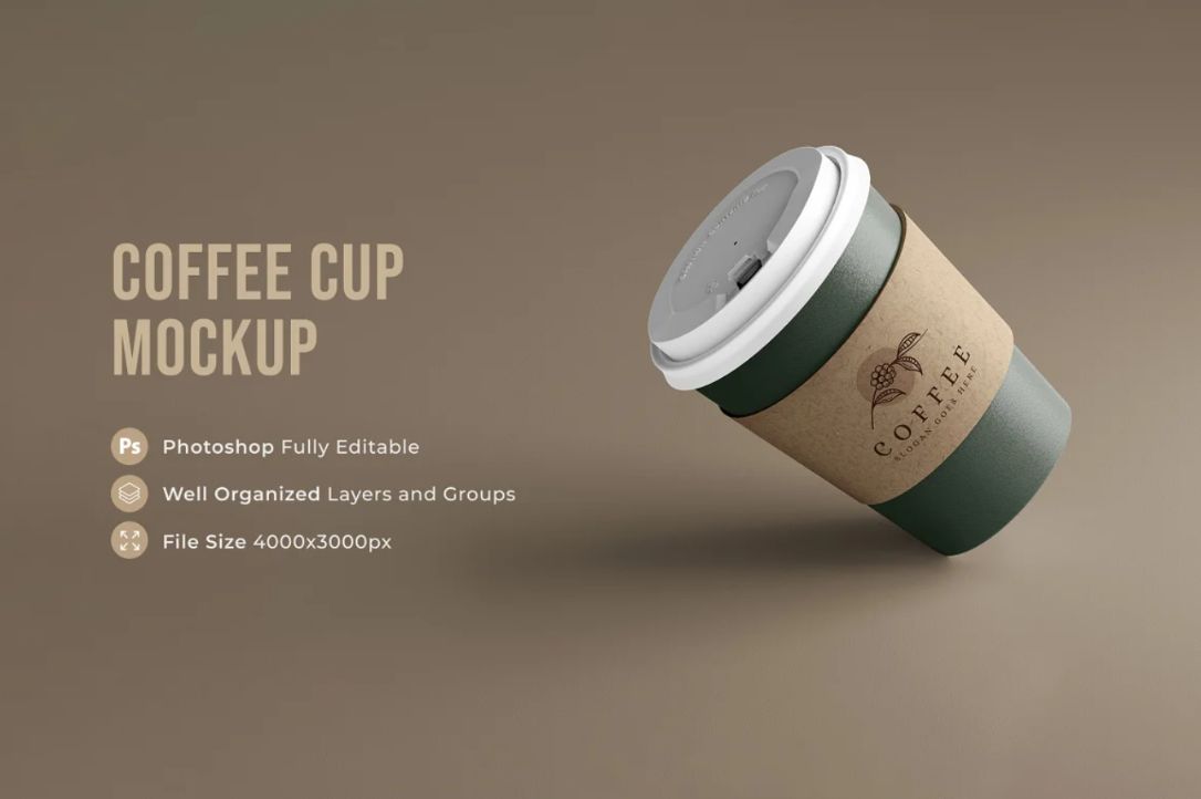 Editable Coffee Cup Mockup PSD