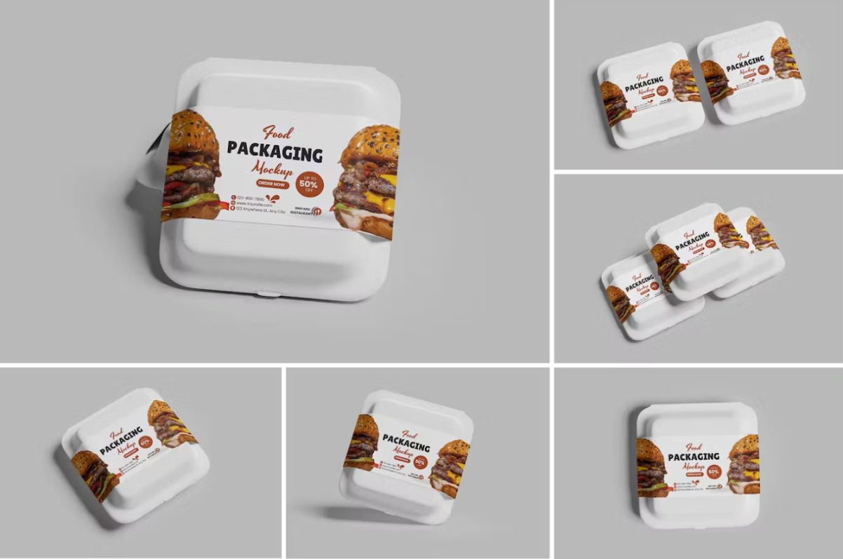 Food Box Branding Mockup PSD