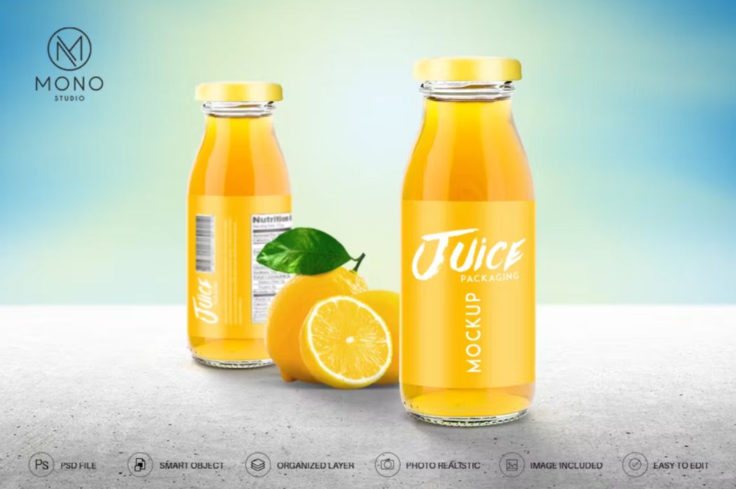 Juice Packaging Mockup PSD
