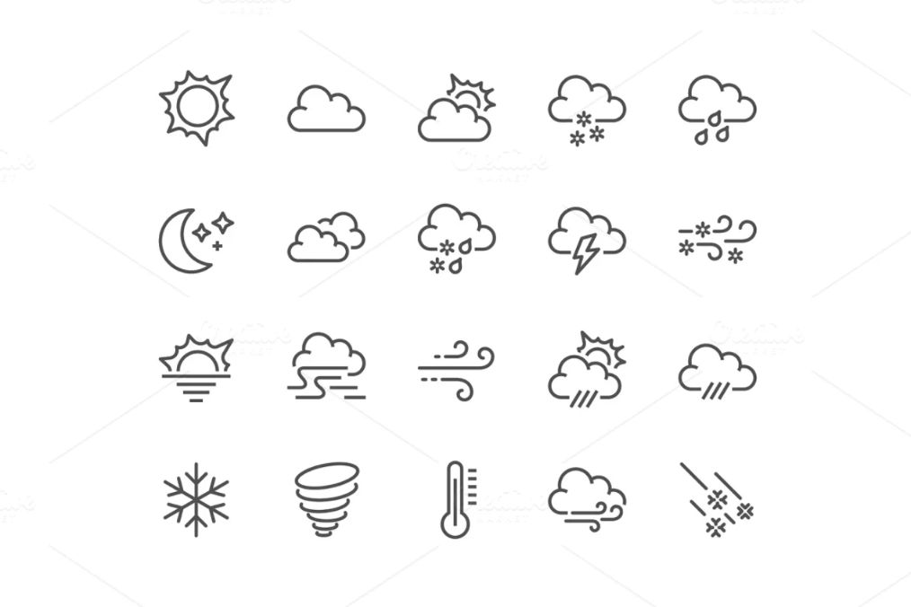 Linear Meteorological Icons Set