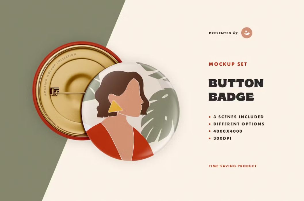 Realistic Button Badge Mockup PSD
