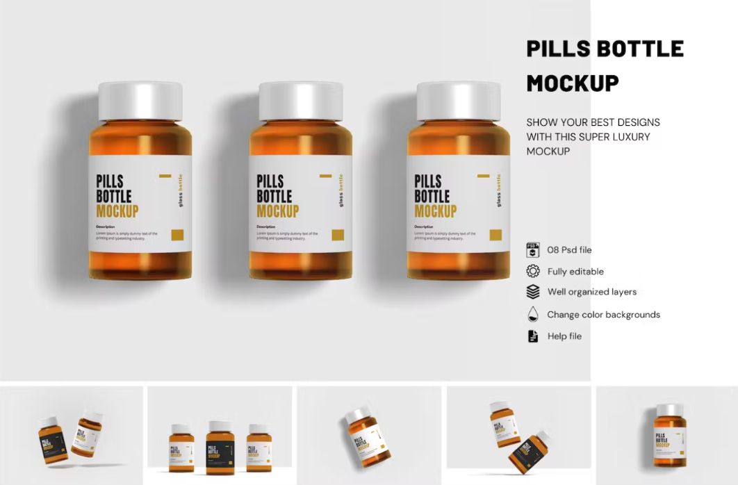 Realistic Pills Packaging Mockup