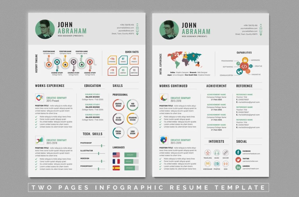 Two Pages Infographic Resume Layout