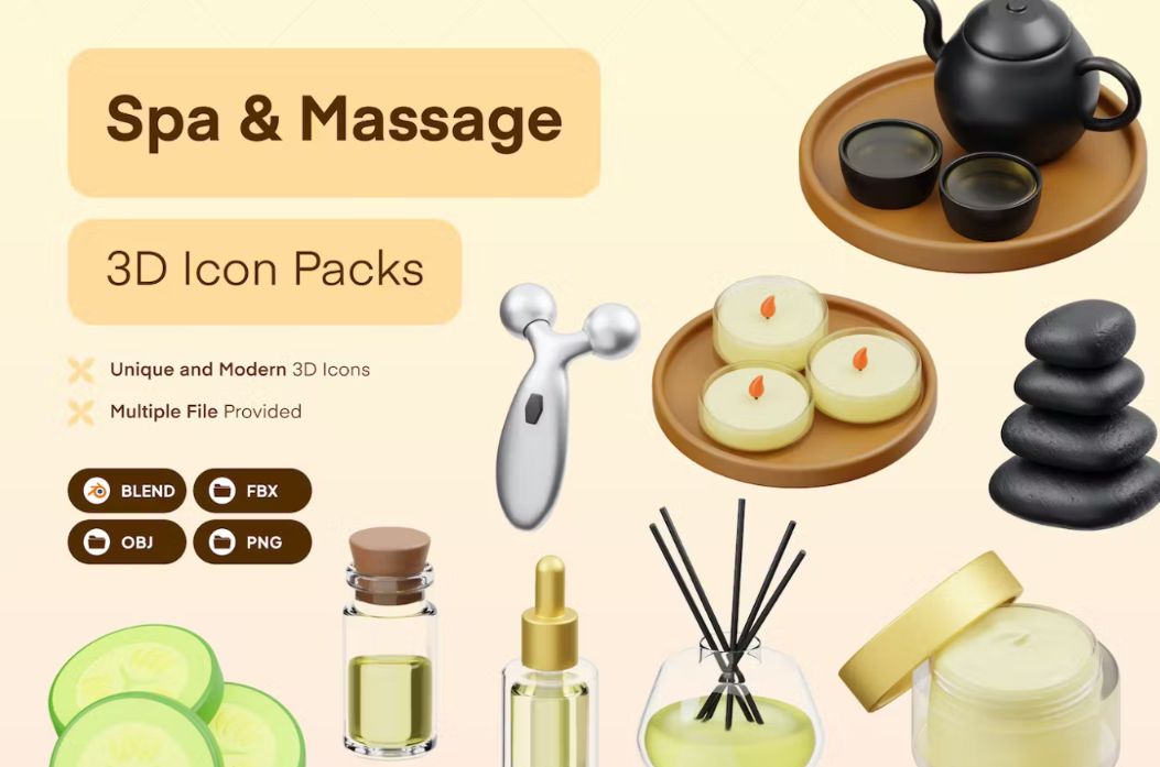 3D Spa and Messages Icons