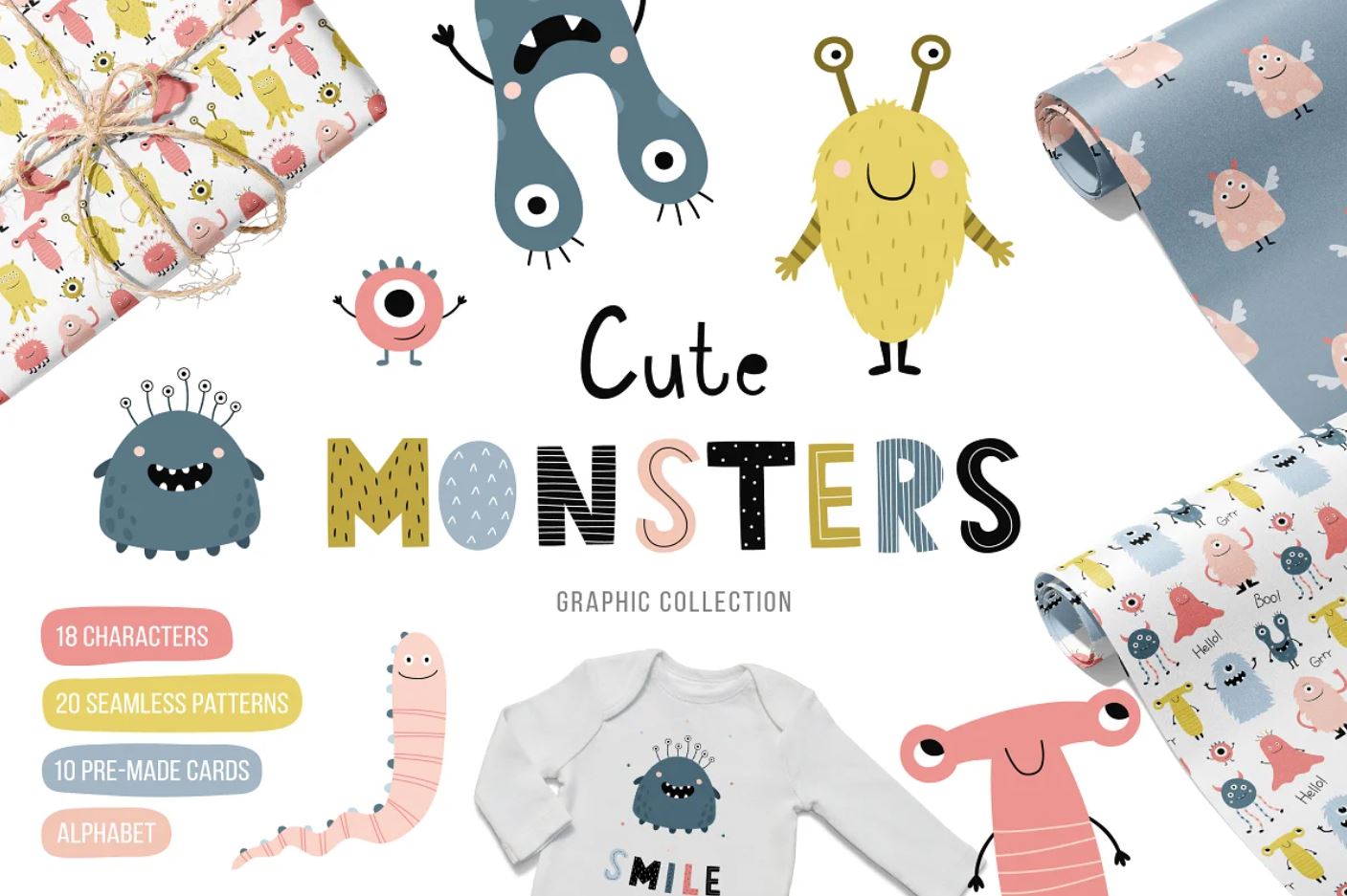 Adorable Monster Drawing Vectors