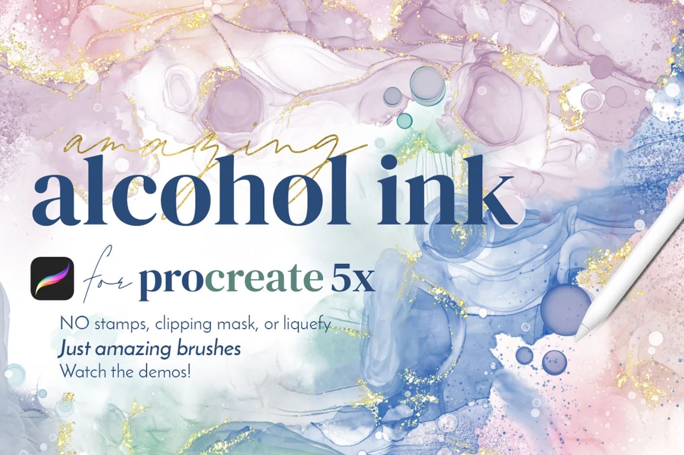 Alcohol ink painting procreate brushes to design digital paintings