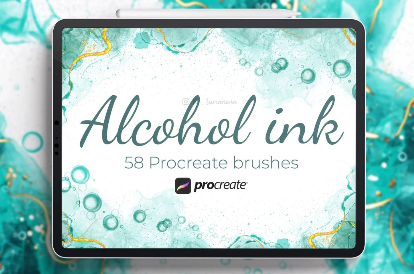 58 Unique procreate brushes set to design alcohol ink projects