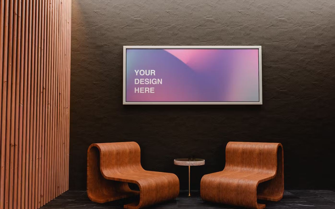 Armchair isolated mockup with TV Screen in the room