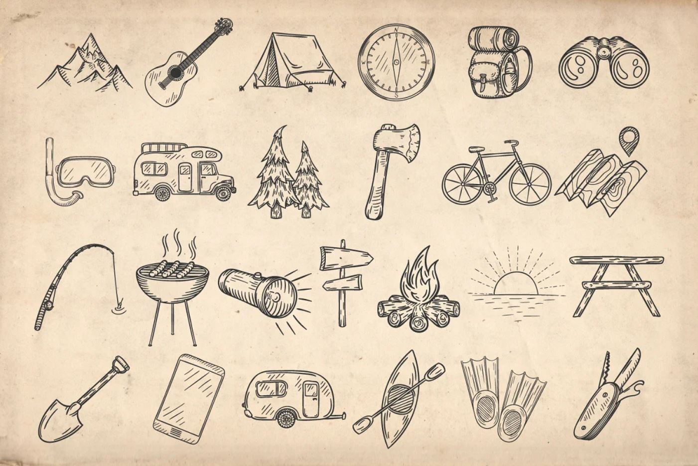 Professional Camping Flat Icons
