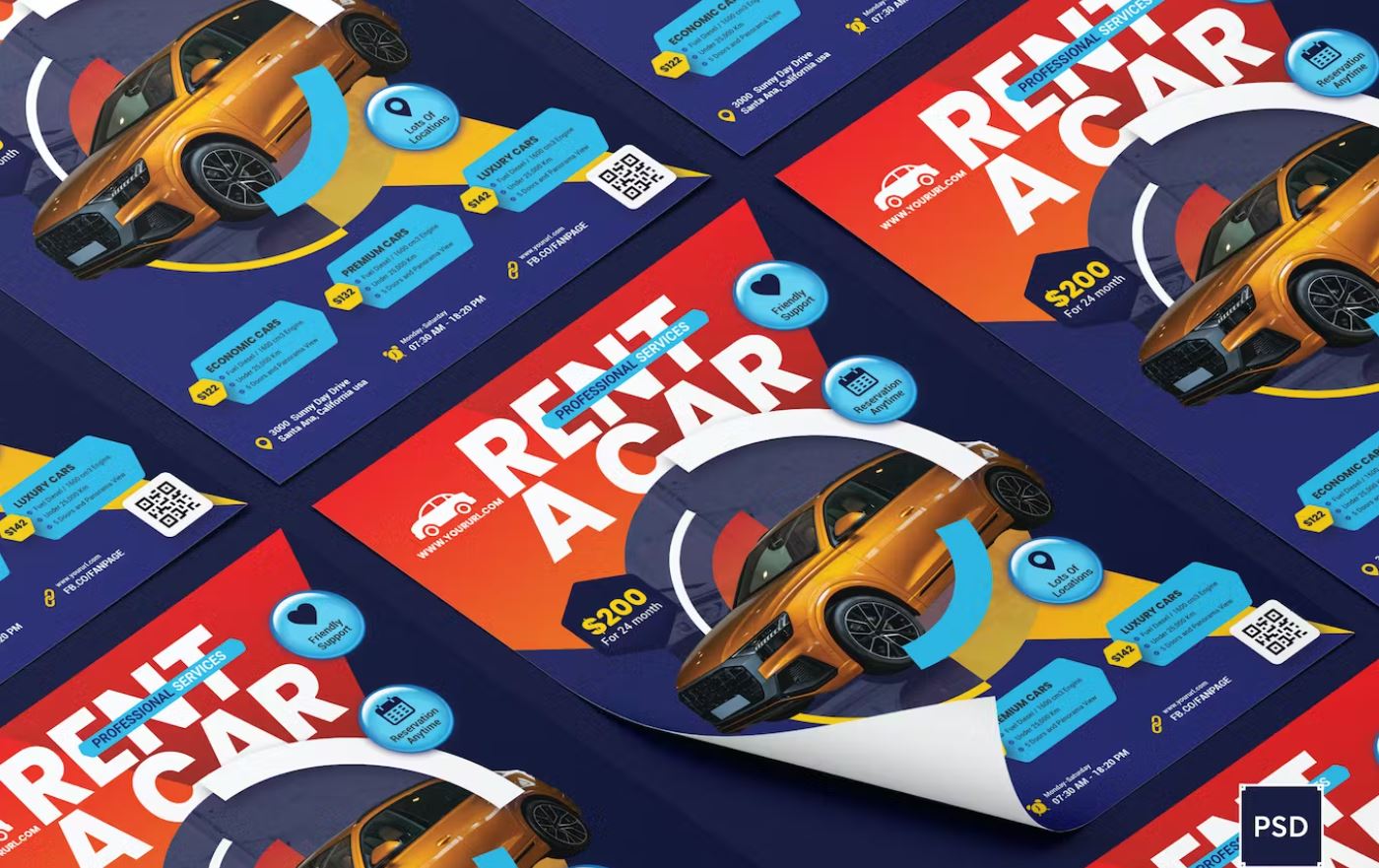Fully editable car rental business flyer