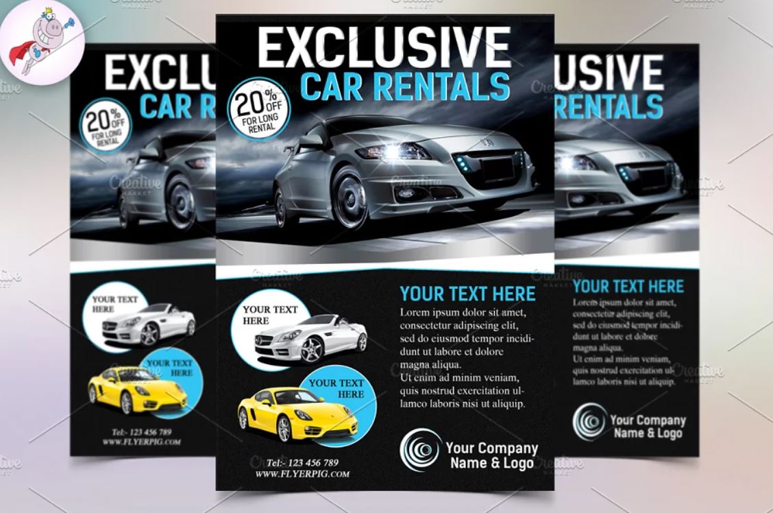 Car sale flyer vector template to promote business