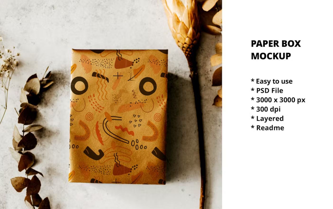 Cardboard Packaging Mockup PSD for Presenting Paper Design