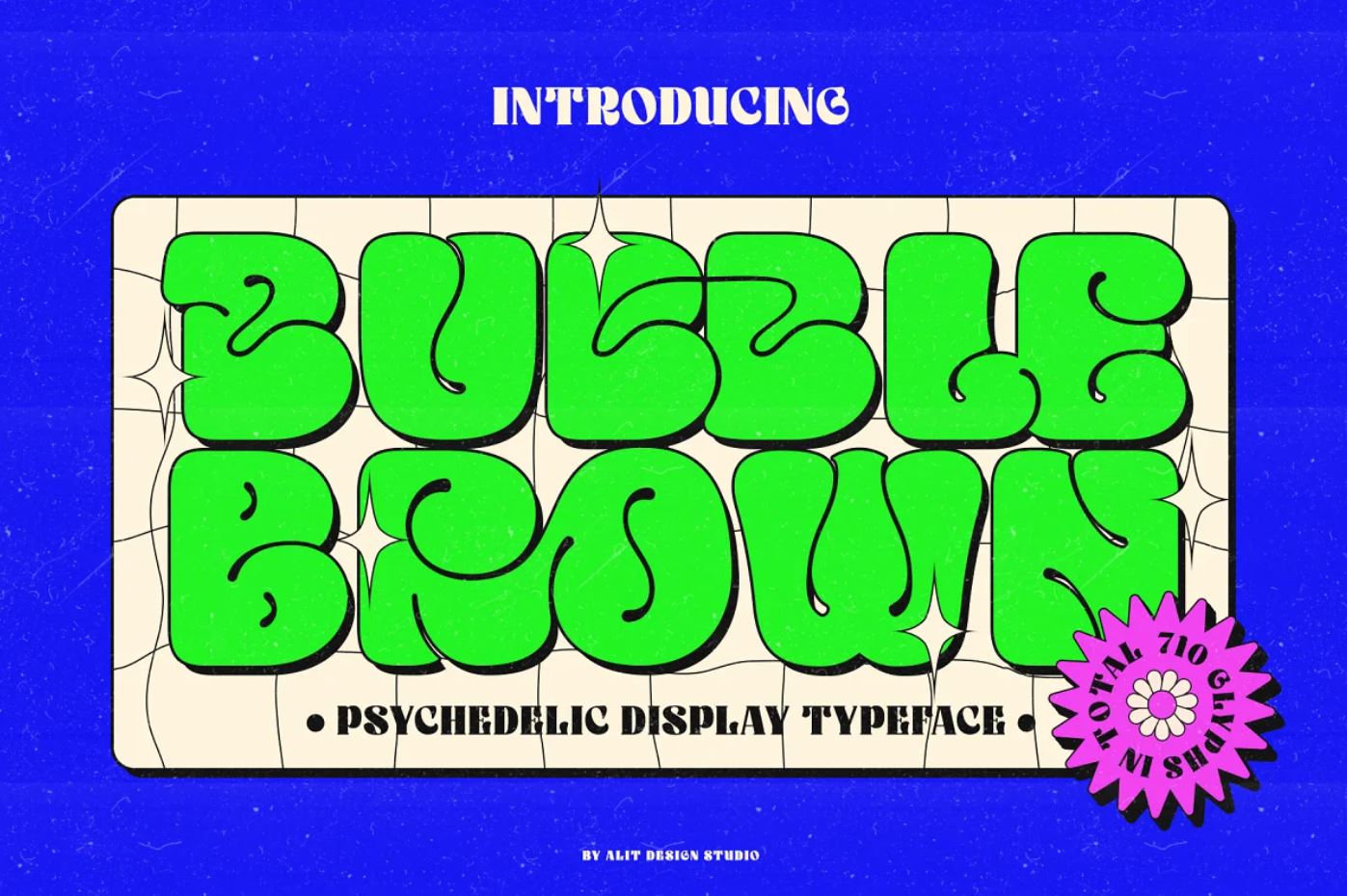 Psychedelic cartoon style fonts for party invitations and cards