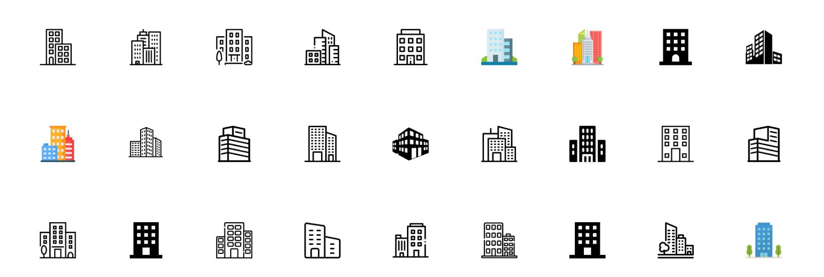 Colorful Building Icon Vectors 