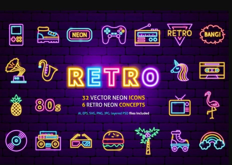 Creative Retro Icons Set