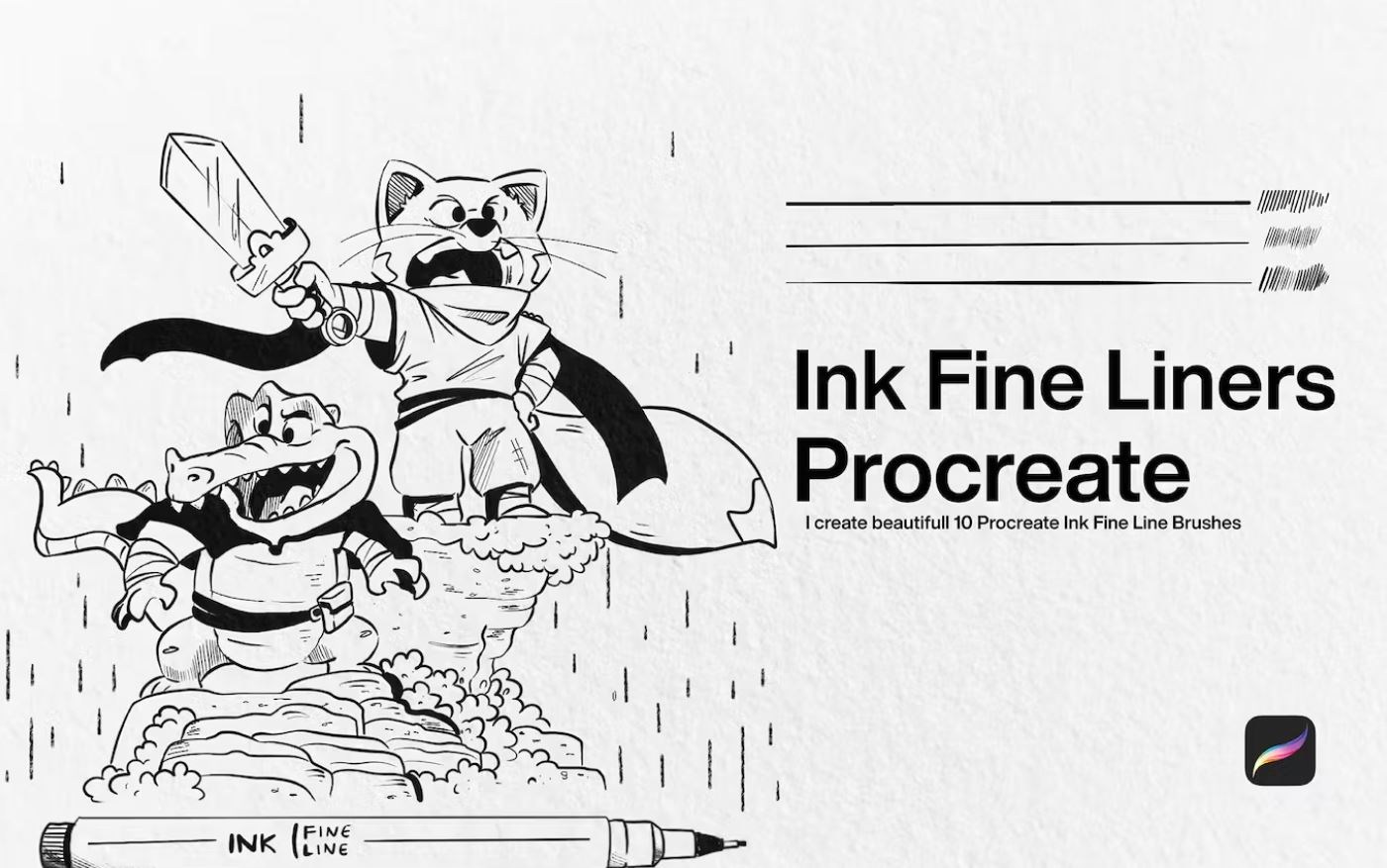 Creative liners ink procreate brushes set