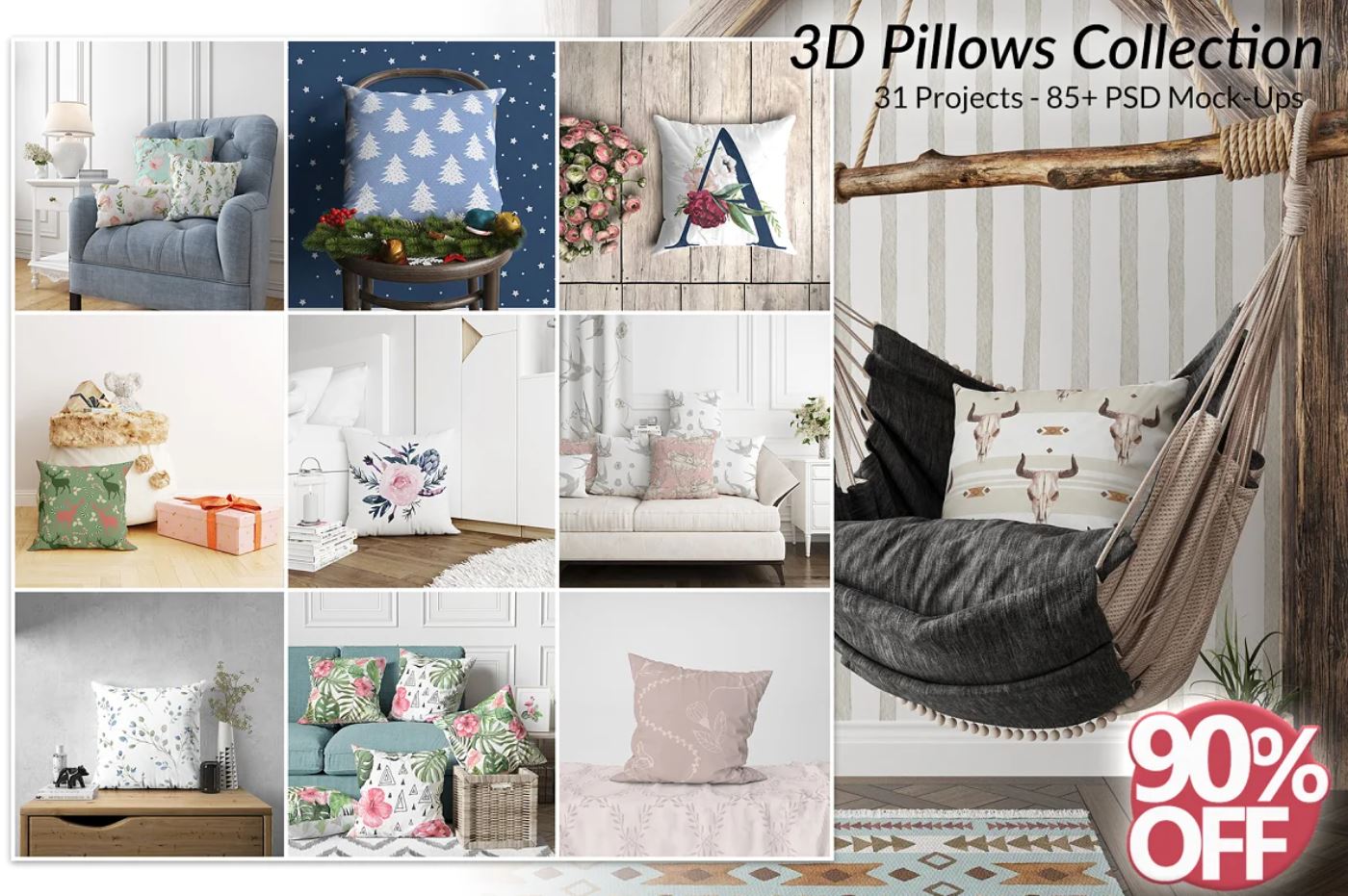 High quality pillow mockup collections set