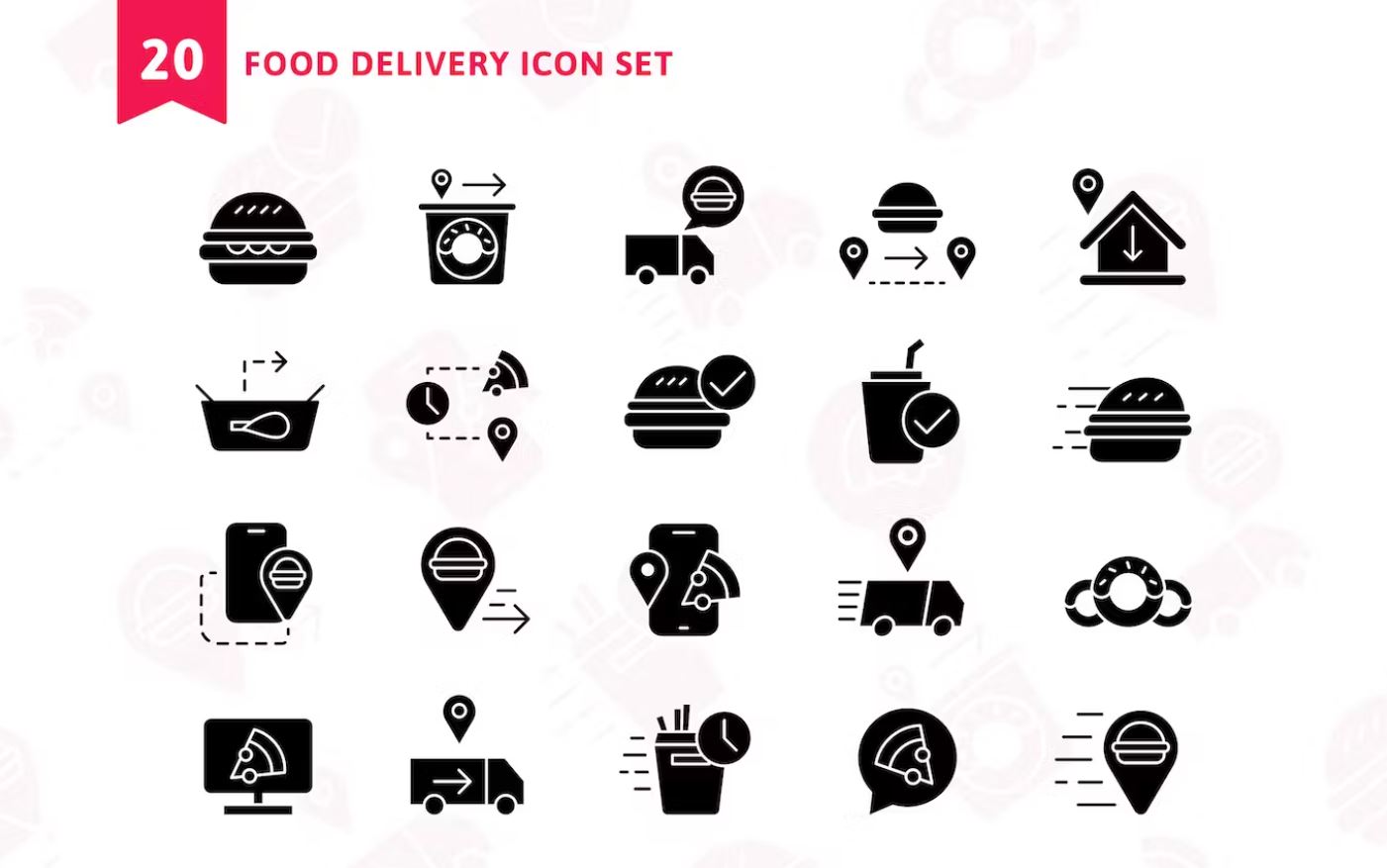 Professional Hamburger and cafe Icons Set