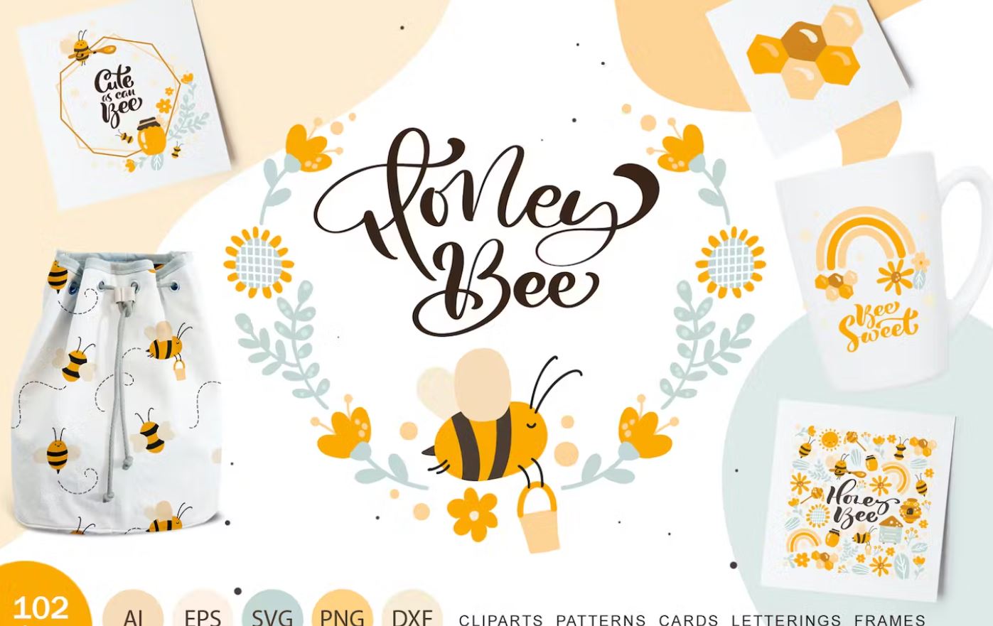 Honey Bee Vector Elements