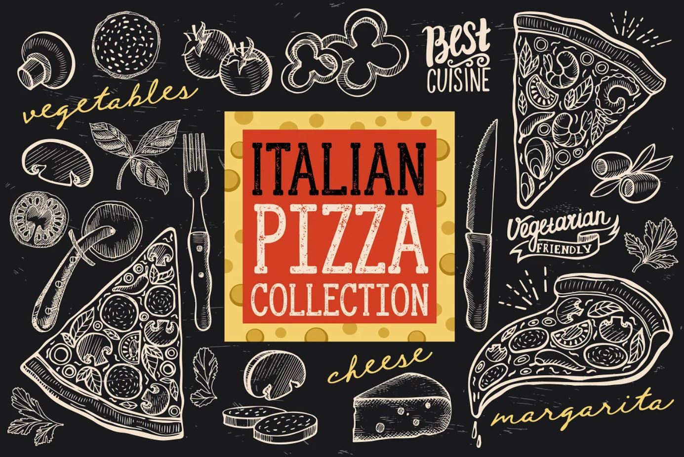 Italian food top view Italian cuisine menu design Vintage hand drawn  sketch vector illustration  Stock Image  Everypixel