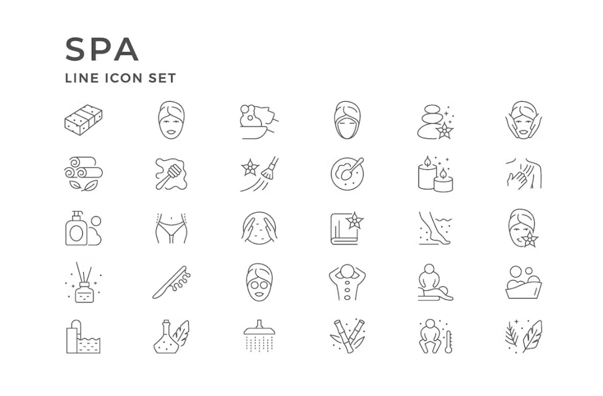 Linear Spa Icons Set