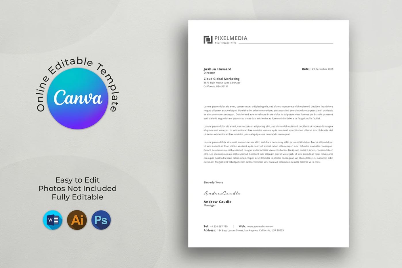 Online Modern Letterhead Layout with Canva