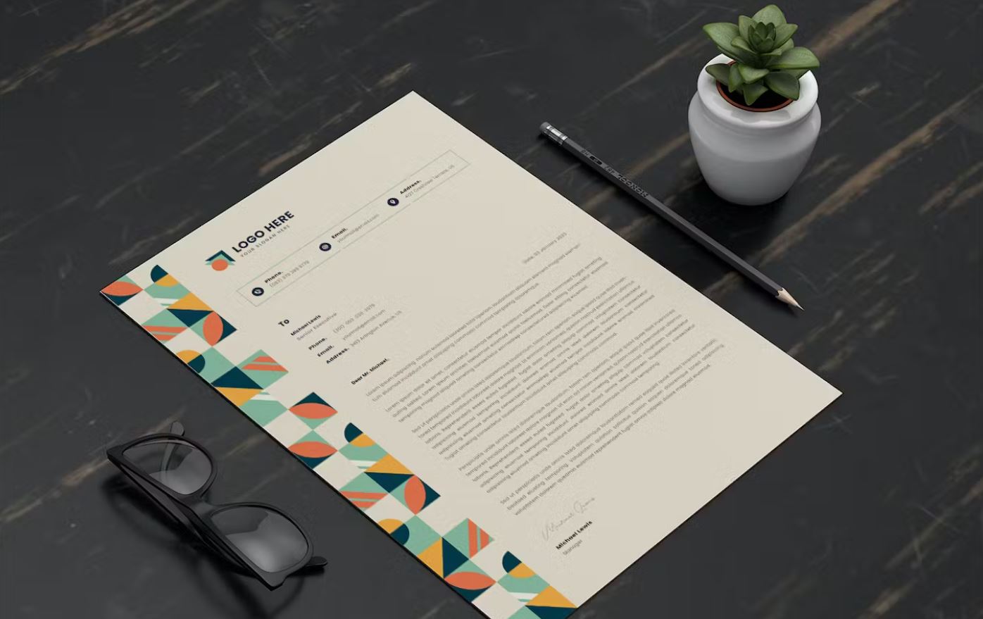 Neat and Clean Letterhead Template PSD