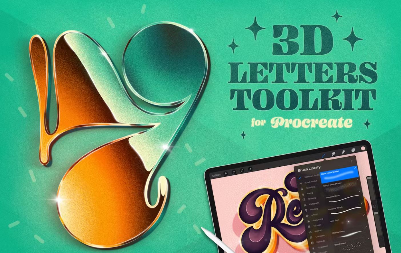 Procreate 3D Font Brushes Set Download