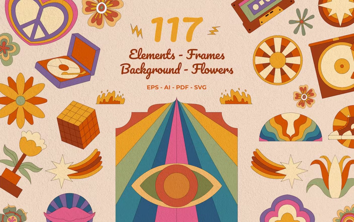 117 Psychedelic Poster Elements