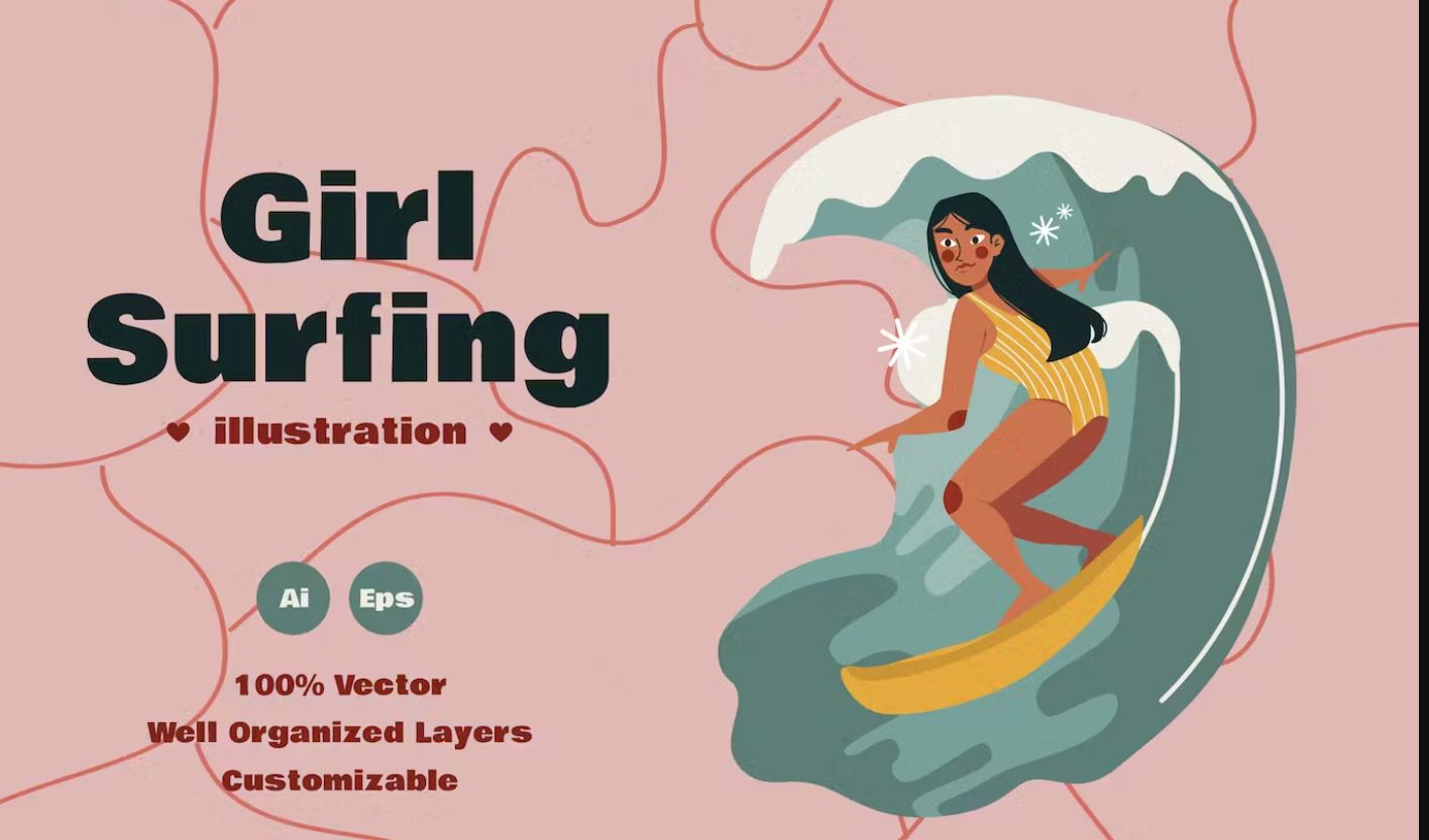 Surfer-Girl-Illustrations