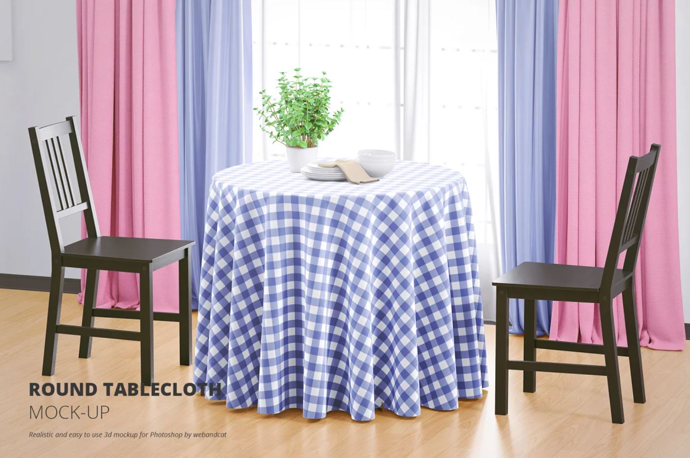 Tablecloth Showcase Mockup on Round Table