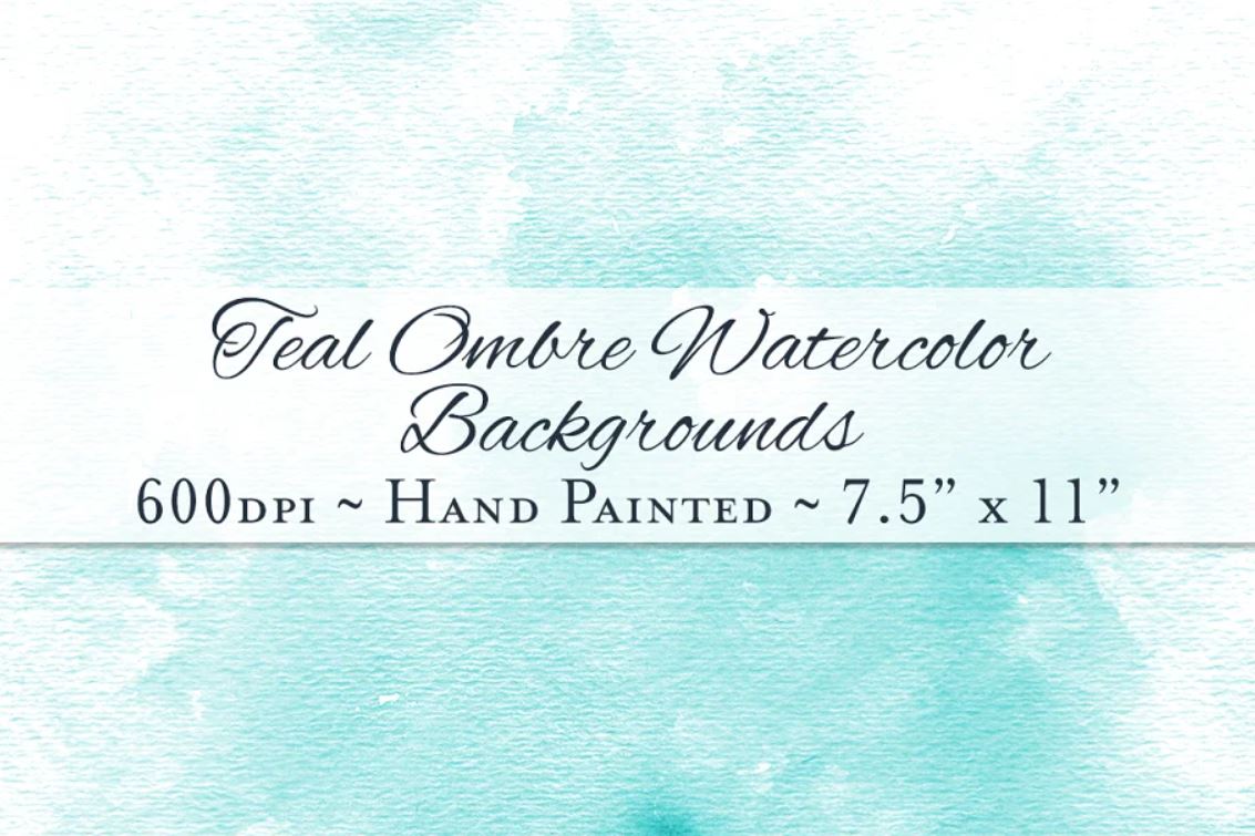 Hand Painted Teal Paper Backgrounds