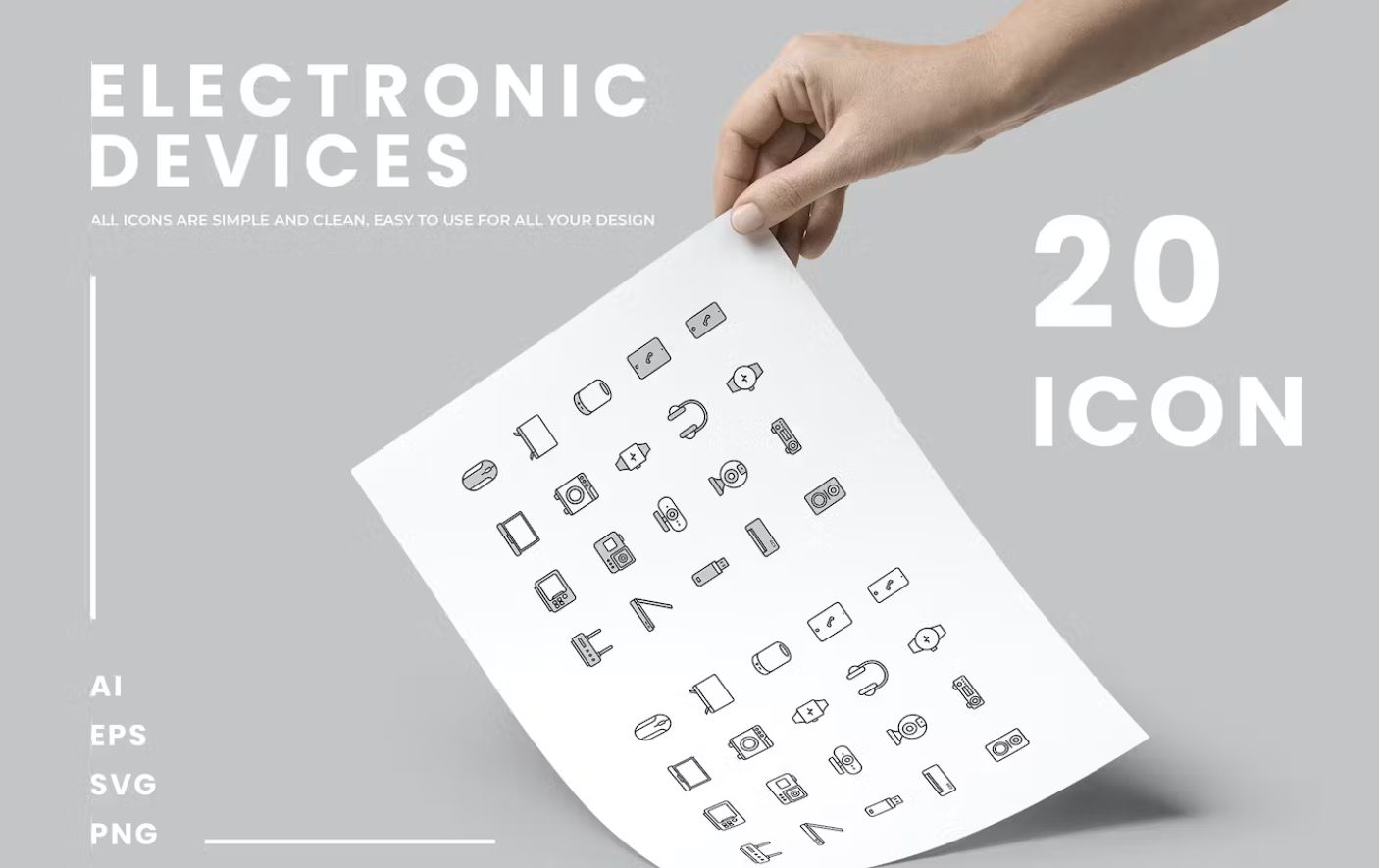 20 Linear Style Electronic Utilities Icons