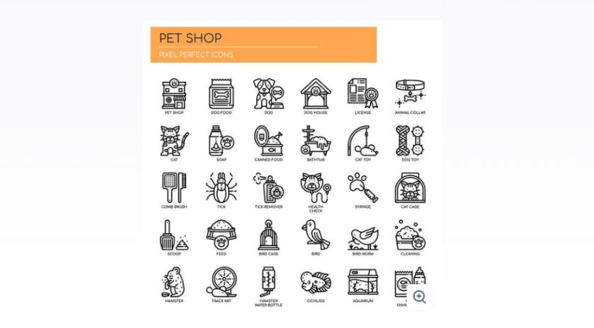 Thin Line Pet Shop Icons