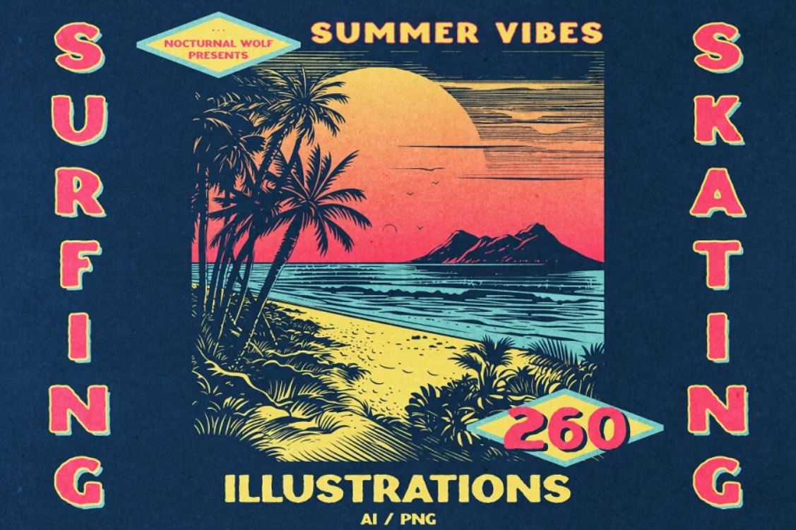 Tropical-Surfing-Illustrations