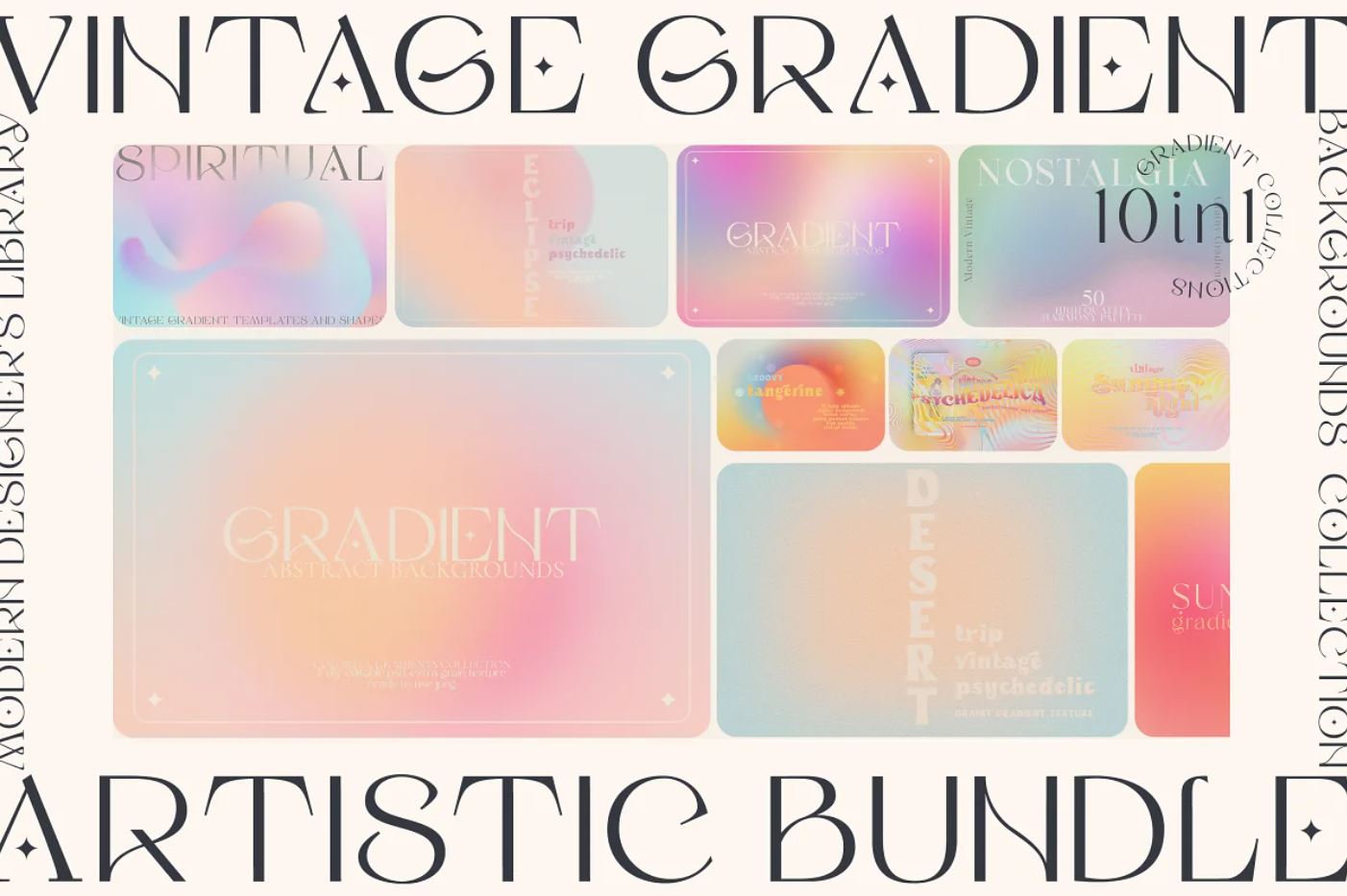 Vintage Gradients Backgrounds Set to Give Pastel look to the projects