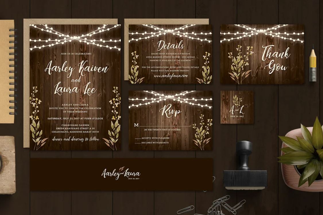 Vintage and rustic style invitation card templates suite