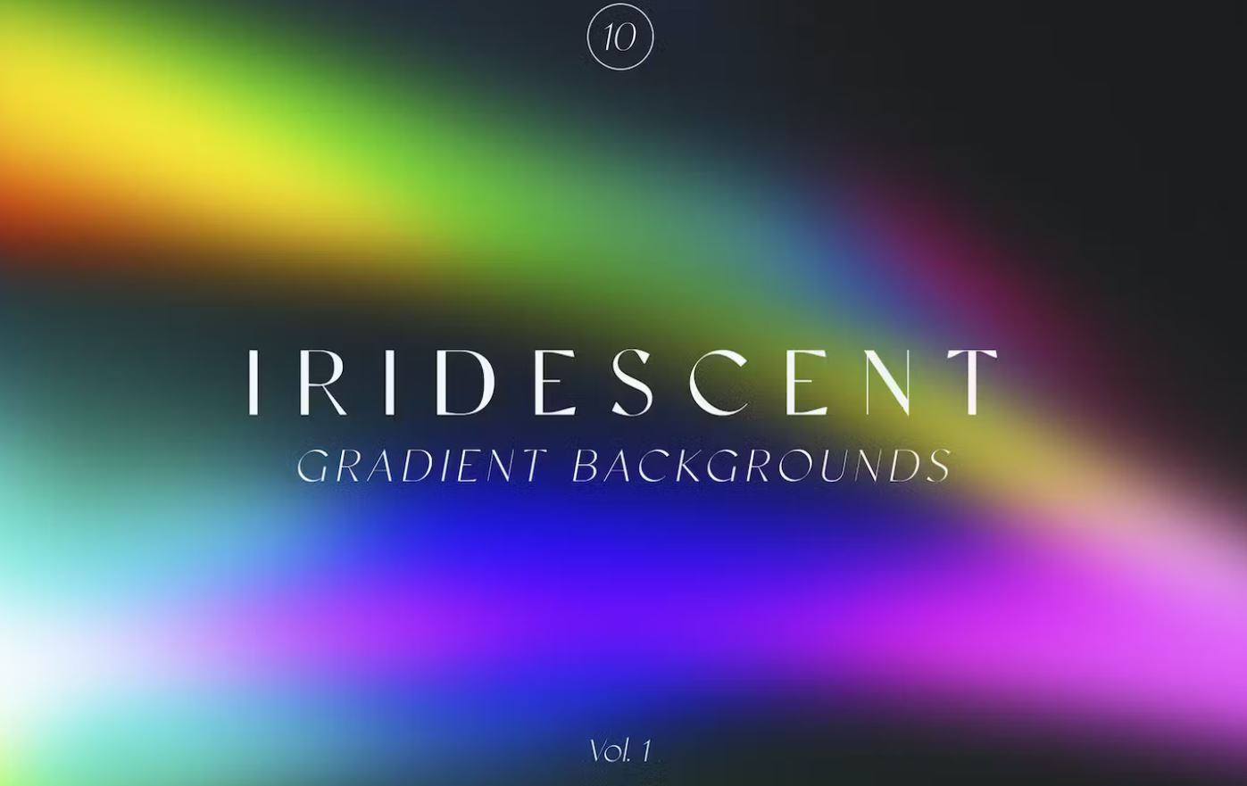 Iridescent gradient backgrounds for print templates