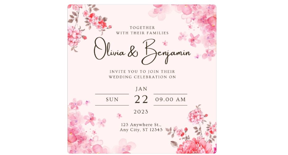Free Pink Floral Invitation