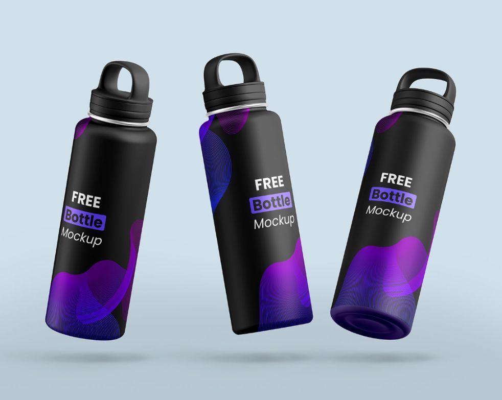 Realistic Free Water Bottle Mockup