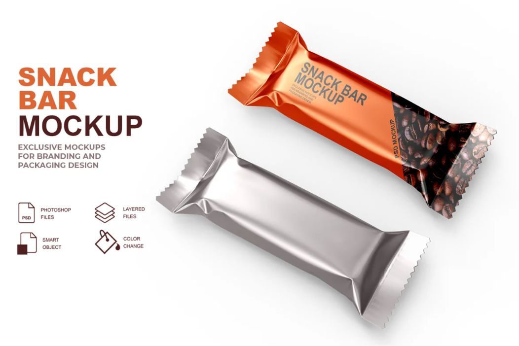 Glossy Snack Bar Mockup Design for Designing Advertising and Branding Templates