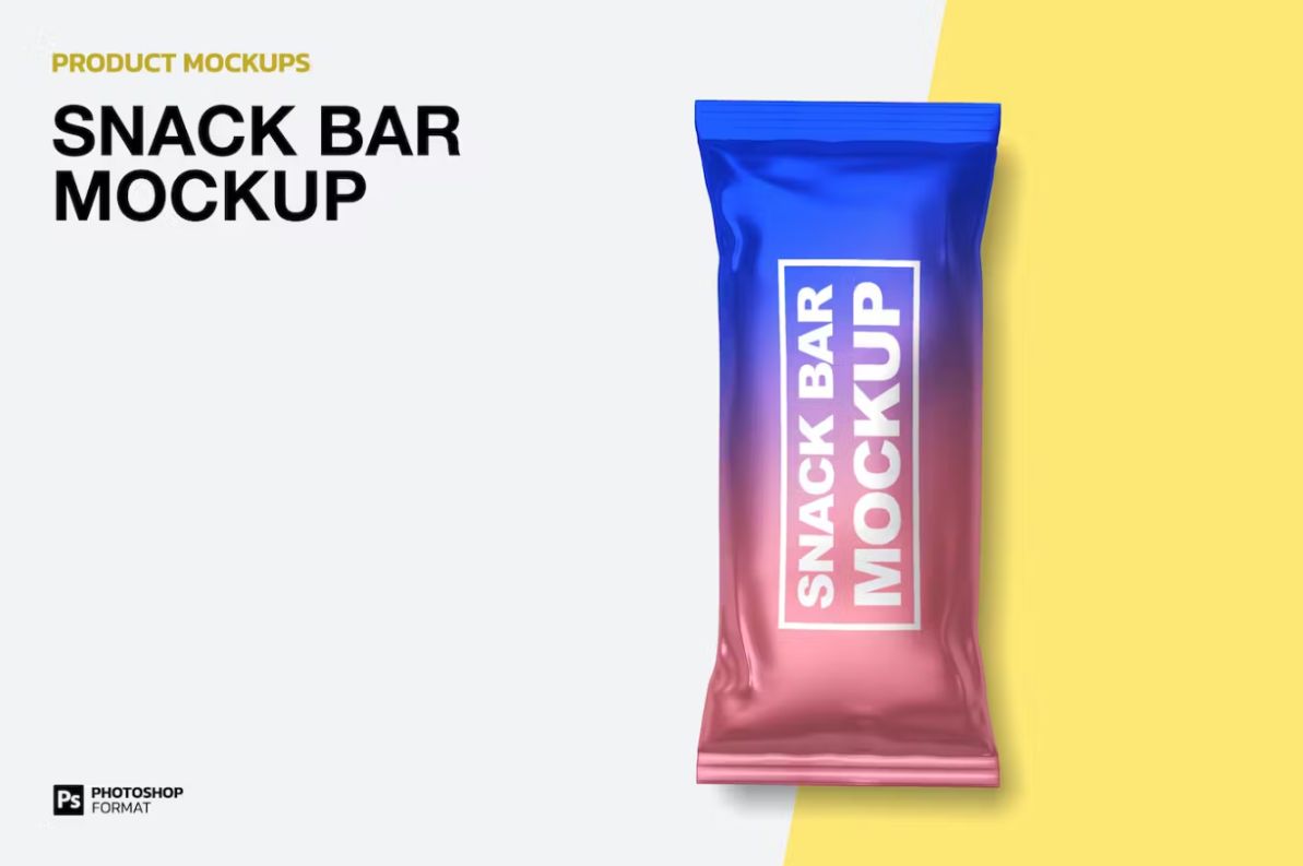 Protien Bar Packaging Mockup PSD  from the top angle