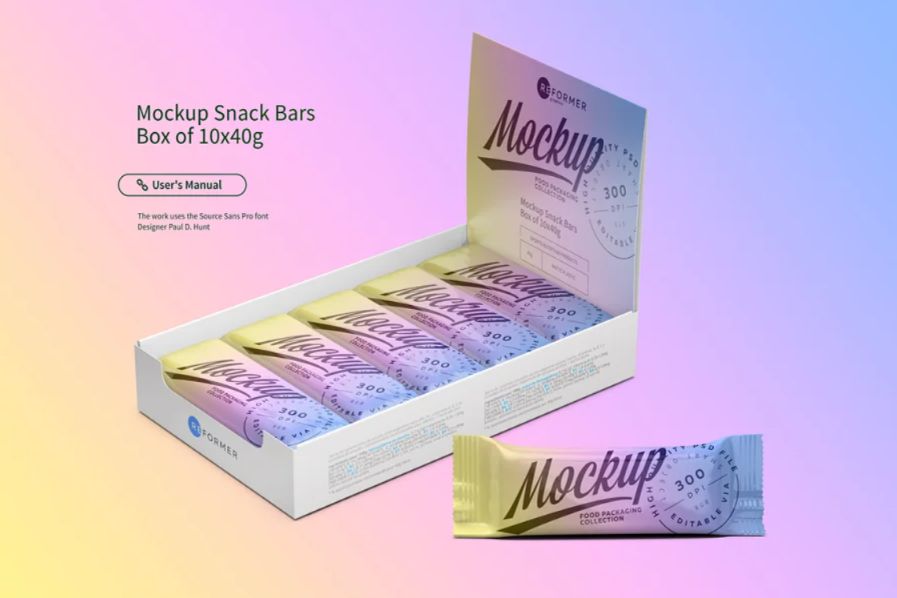Realistic Snack Bar Mockup PSD for storefront branding