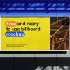 Realistic Billboard Mockup PSD in Urban Environment