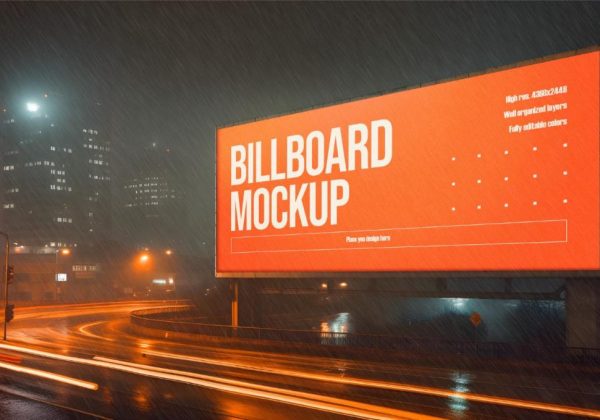 Realistic Large Billboard Mockup