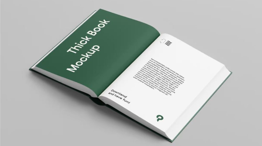 Free Open Thick Book Mockup
