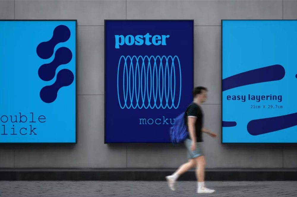 Realistic Large Poster Mockup PSD